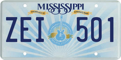 MS license plate ZEI501