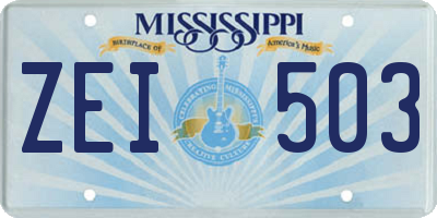 MS license plate ZEI503