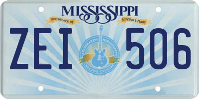 MS license plate ZEI506