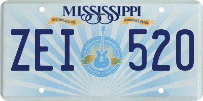 MS license plate ZEI520