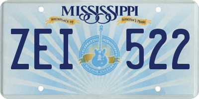 MS license plate ZEI522