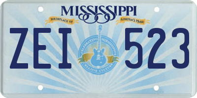 MS license plate ZEI523