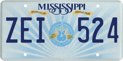 MS license plate ZEI524