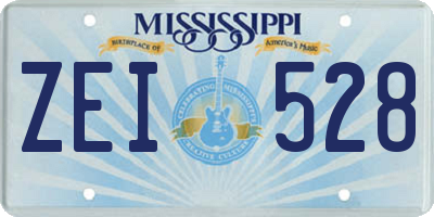 MS license plate ZEI528