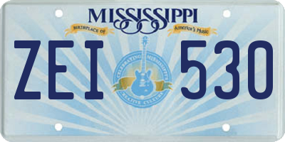 MS license plate ZEI530