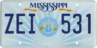 MS license plate ZEI531