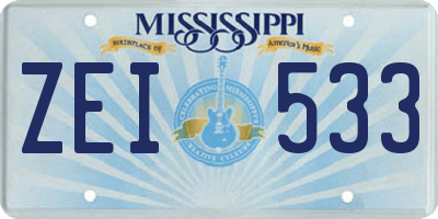 MS license plate ZEI533