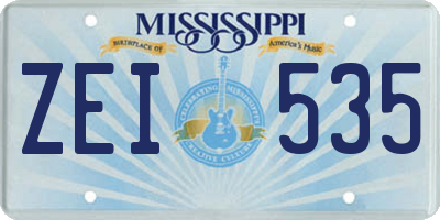 MS license plate ZEI535