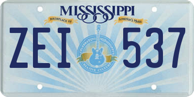 MS license plate ZEI537