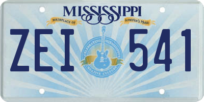 MS license plate ZEI541