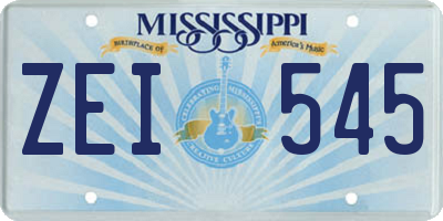 MS license plate ZEI545