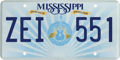 MS license plate ZEI551