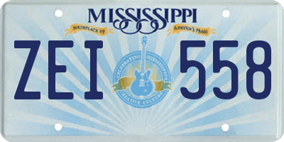 MS license plate ZEI558