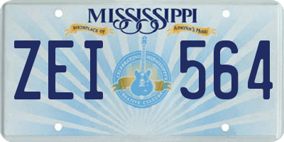 MS license plate ZEI564