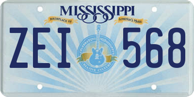 MS license plate ZEI568
