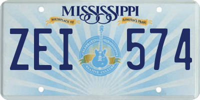 MS license plate ZEI574