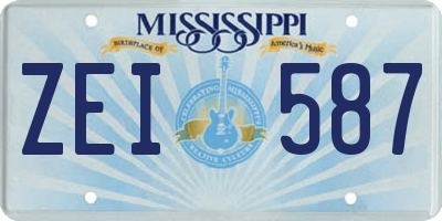 MS license plate ZEI587