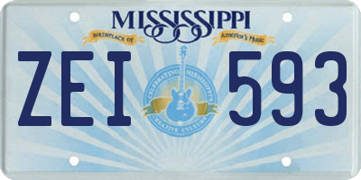MS license plate ZEI593