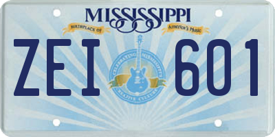 MS license plate ZEI601