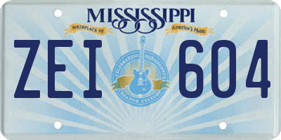 MS license plate ZEI604