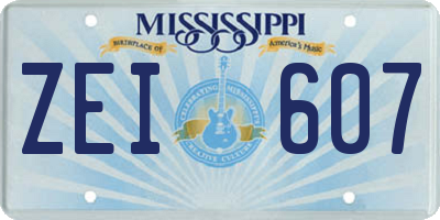 MS license plate ZEI607