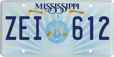 MS license plate ZEI612
