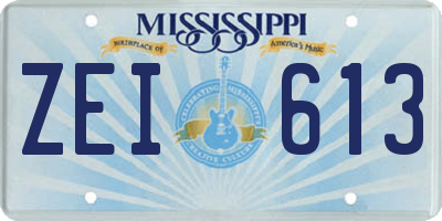 MS license plate ZEI613