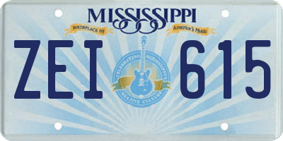 MS license plate ZEI615
