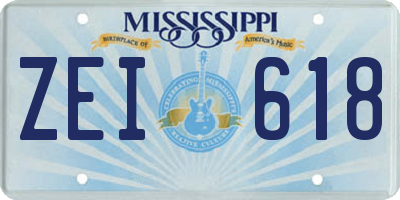 MS license plate ZEI618