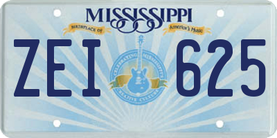 MS license plate ZEI625