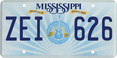 MS license plate ZEI626