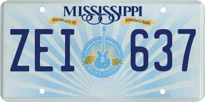 MS license plate ZEI637