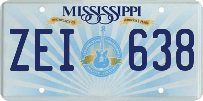 MS license plate ZEI638