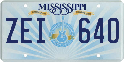 MS license plate ZEI640