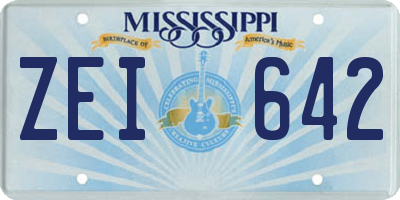 MS license plate ZEI642