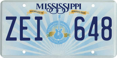 MS license plate ZEI648
