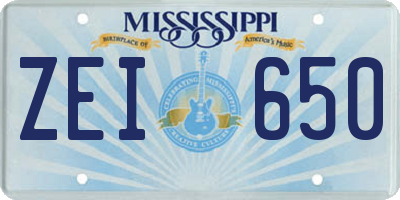 MS license plate ZEI650