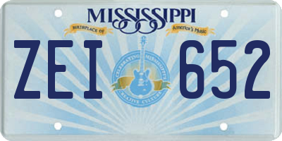 MS license plate ZEI652