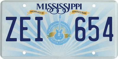 MS license plate ZEI654
