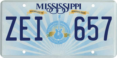 MS license plate ZEI657
