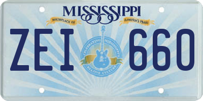 MS license plate ZEI660