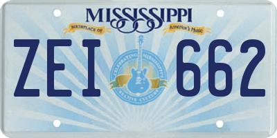 MS license plate ZEI662