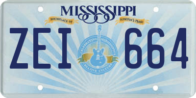 MS license plate ZEI664