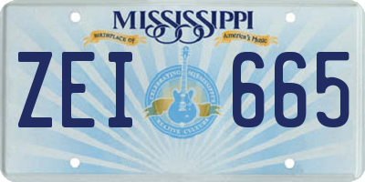 MS license plate ZEI665