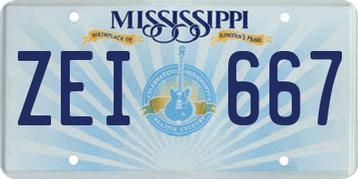 MS license plate ZEI667