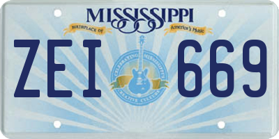 MS license plate ZEI669