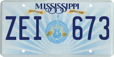 MS license plate ZEI673