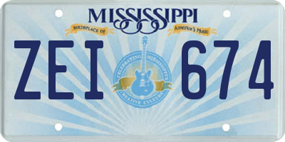 MS license plate ZEI674