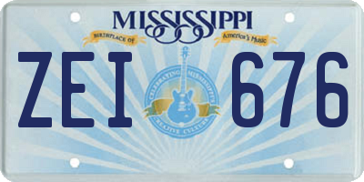 MS license plate ZEI676