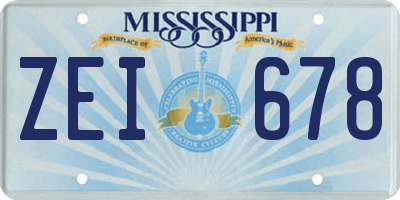 MS license plate ZEI678